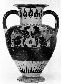 AMPHORA, NECK (CHALCIDIAN, BLACK-FIGURE)