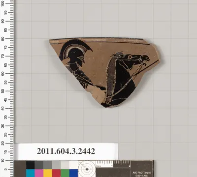 Terracotta rim fragment of a kylix (drinking cup)