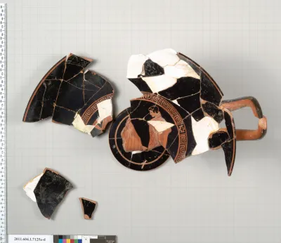 Terracotta fragments of a kylix (drinking cup)