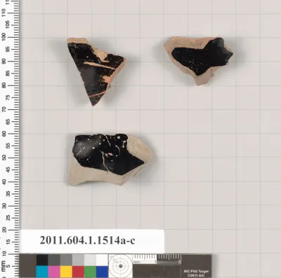 Terracotta fragments of kylikes (drinking cups)