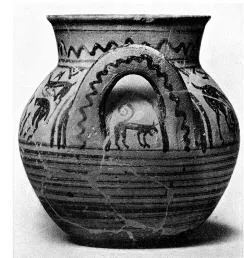 AMPHORISKOS (BOEOTIAN GEOMETRIC, SILHOUETTE)