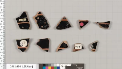 Terracotta fragments of kylikes (drinking cups)