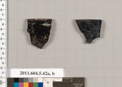 Terracotta rim fragments of a kylix (drinking cup)