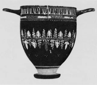 SKYPHOS (SOUTH ITALIAN, GNATHIAN, BLACK GLAZE)