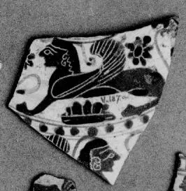 PYXIS LID, FRAGMENT (EAST GREEK, NAUCRATITE, BLACK-FIGURE)