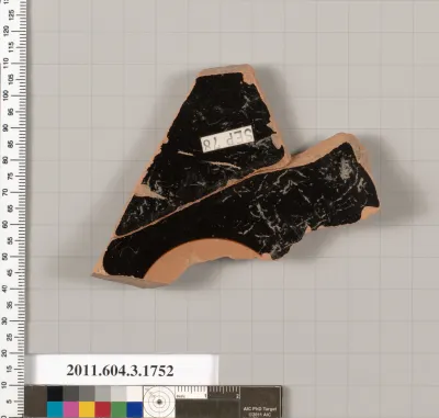 Terracotta fragment of a kylix: Band or lip cup (drinking cup)