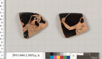 Terracotta rim fragments of a kylix (drinking cup)
