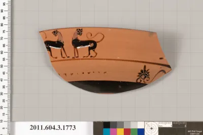 Terracotta rim fragment of a kylix: Lip cup (drinking cup)