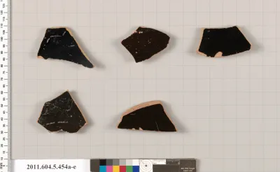 Terracotta fragments of kylikes (drinking cups)