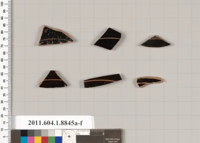 Terracotta fragments of kylikes (drinking cups)