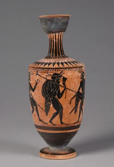 Black-Figure Lekythos (Oil Vessel): Komos (Revel)