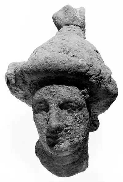 Head with Wreath and Bow Knot(?)