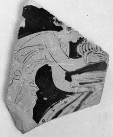 LEKANIS LID, FRAGMENT (ATHENIAN, RED-FIGURE)
