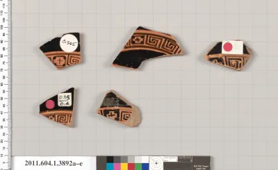 Terracotta fragments of kylikes (drinking cups)