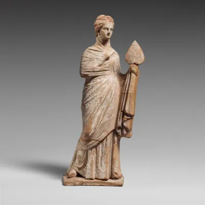 Terracotta statuette of a draped woman
