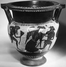 KRATER, COLUMN (ATHENIAN, BLACK-FIGURE)