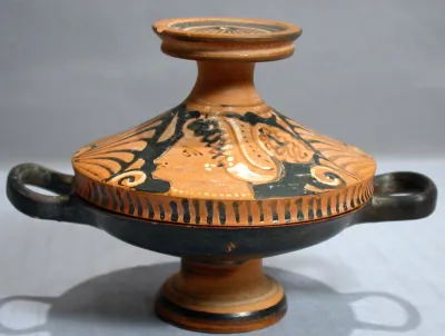 Terracotta lekanis (dish) with lid