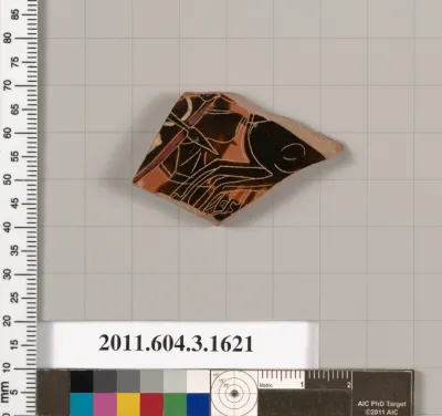 Terracotta fragment of a kylix: Band cup (drinking cup)
