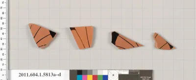 Terracotta fragments of kylikes: eye-cups (drinking cups)