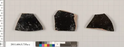 Terracotta fragments of kylikes (drinking cups)