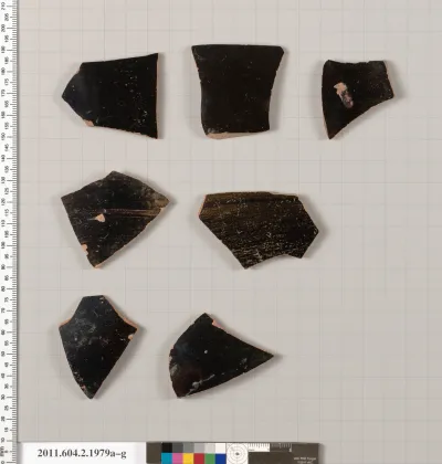 Terracotta fragments of pots; unglazed on the inside