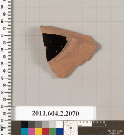 Terracotta fragment of a pot; unglazed on the inside