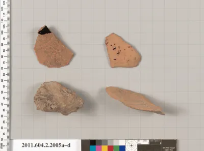 Terracotta fragments of pots; unglazed on the inside