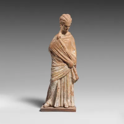 Terracotta statuette of a draped woman