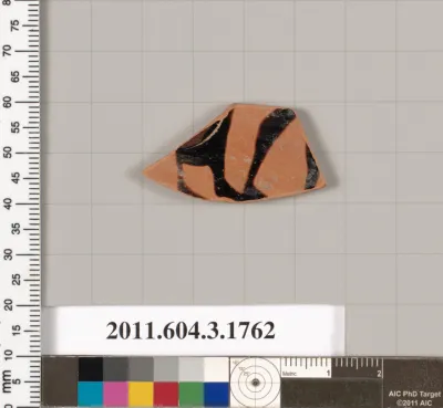 Terracotta fragment of a kylix: Band cup (drinking cup)