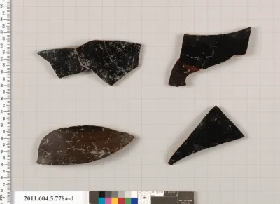 Terracotta fragments of kylikes (drinking cups)