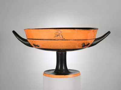 Terracotta kylix: lip-cup (drinking cup)