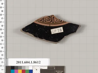 Terracotta fragment of a stemless kylix (drinking cup)
