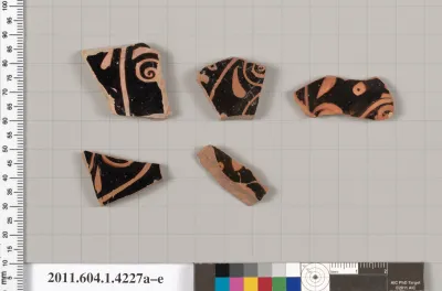 Terracotta fragments of kylikes (drinking cups)