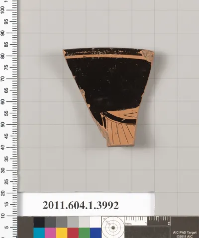 Terracotta rim fragment of a kylix (drinking cup)