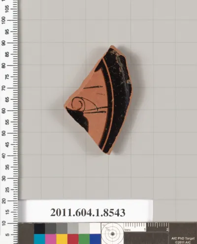 Terracotta fragment of a stemless kylix (drinking cup)