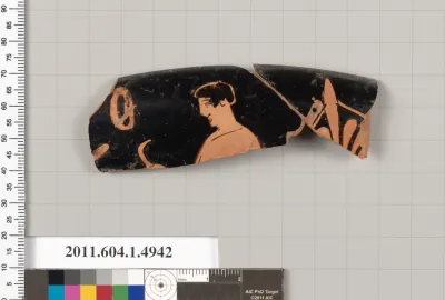 Terracotta rim fragment of a kylix (drinking cup)