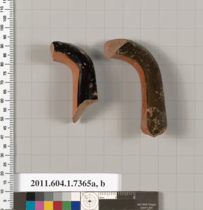 Terracotta fragments of kylikes (drinking cups)