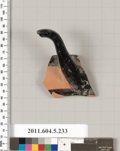 Terracotta rim fragment of a kylix (drinking cup)