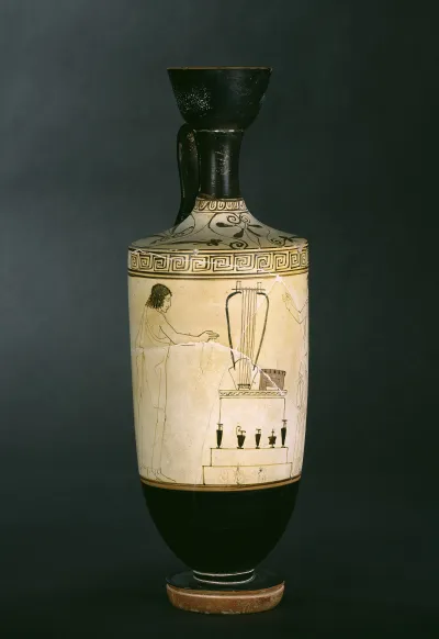 Lekythos (weiβgrundige Lekythos, Attische Lekythos)