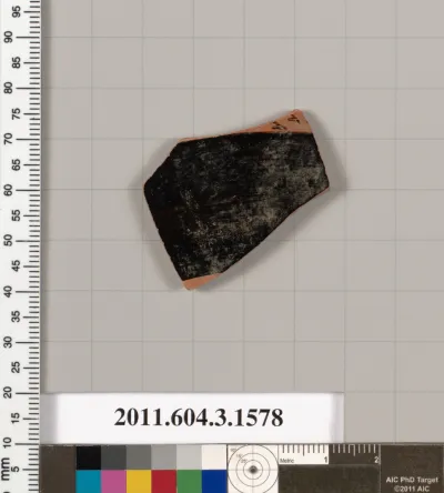 Terracotta fragment of a kylix: Band cup (drinking cup)