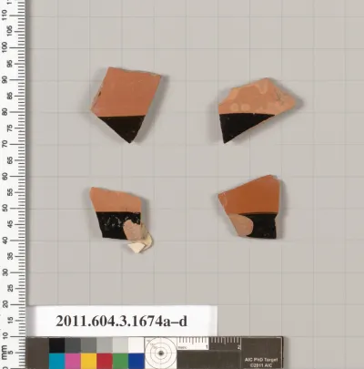 Terracotta fragments of kylikes: Band or lip cups (drinking cups)