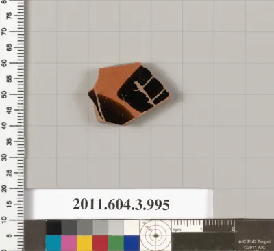 Terracotta fragment of a lekanis lid (covered dish)