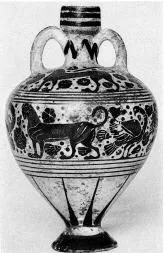 AMPHORISKOS (CORINTHIAN, BLACK-FIGURE)