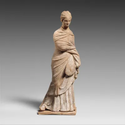 Terracotta statuette of a draped woman