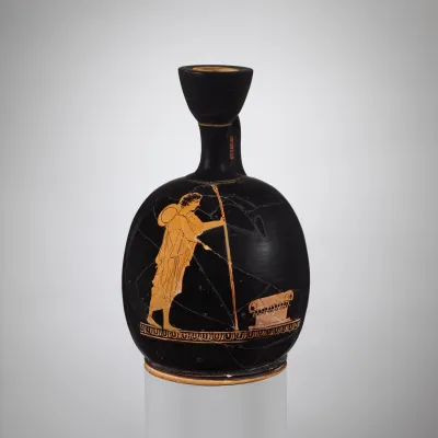 Terracotta squat lekythos (oil jar)