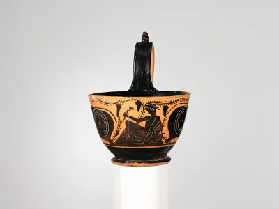 Terracotta kyathos (cup-shaped ladle)