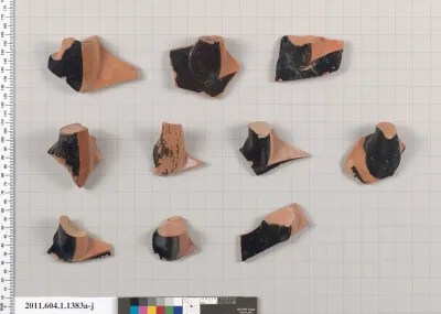 Terracotta fragments of kylikes (drinking cups)