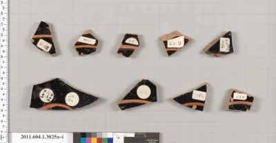 Terracotta fragments of kylikes (drinking cups)