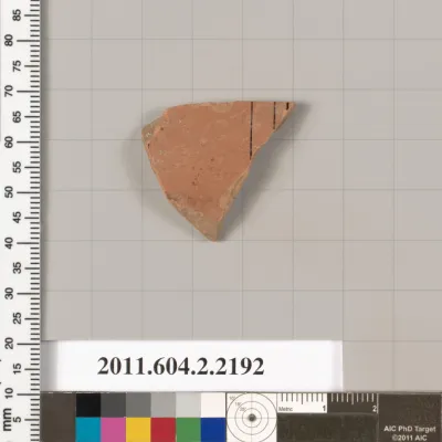 Terracotta fragment of a pot; unglazed on the inside