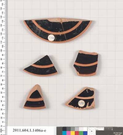 Terracotta fragments of kylikes (drinking cups)